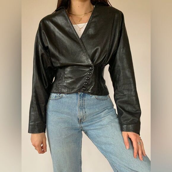 Vintage 1980s Wilson’s Leather  cropped leather jacket - Picture 2 of 12